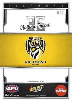 2018 Select AFL Club Team Sets - Richmond Tigers #R32 Nathan Broad Back